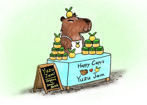 Capybara Loves Yuzu - 5x7 print