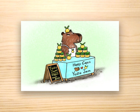 Capybara Loves Yuzu - 5x7 print