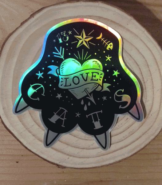 LOVE CATS! Meu Holographic Vinyl Sticker