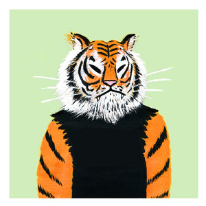 Tiger with black shirt - 5x5 print - CUSTOMIZABLE!