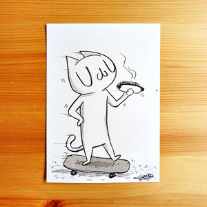 Hotdoggin' - Ink Drawing