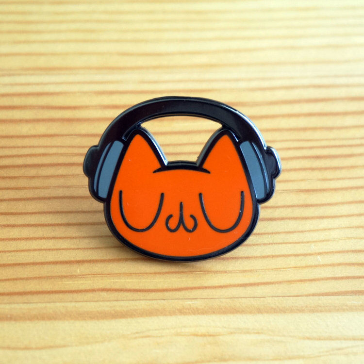 Orange Headphone Meu Enamel Pin