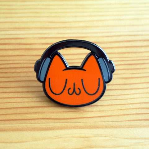Orange Headphone Meu Enamel Pin
