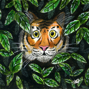 Tiger in the bushes - 5x5 print